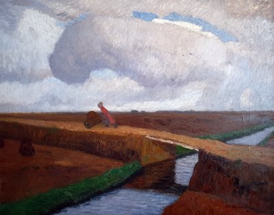 Paesaggio autunnale sulla costa del Mare del Nord con canale da Otto Modersohn