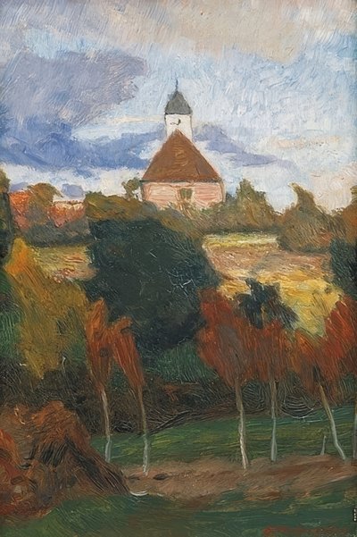Vista della chiesa di Worpswede da Otto Modersohn