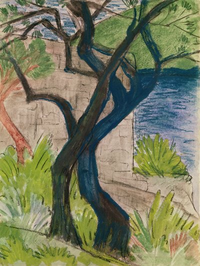 Alberi davanti a un ponte da Otto Mueller