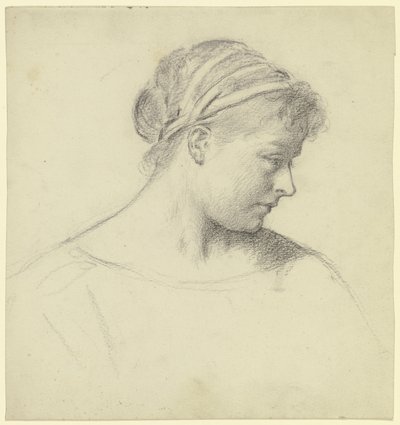 Testa della donna seduta da „Preparazione per il ballo in costume“ da Otto Scholderer