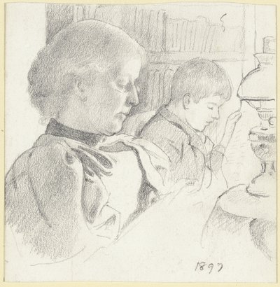 Luise Scholderer e Victor mentre leggono da Otto Scholderer