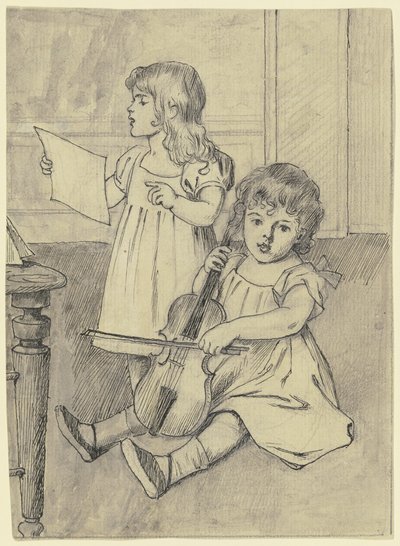 Due bambini che suonano da Otto Scholderer