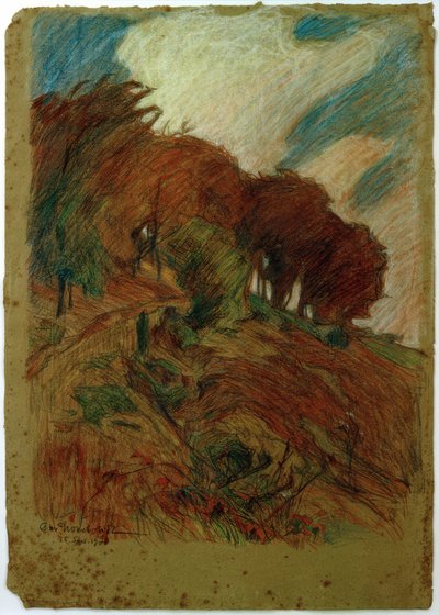 Sentiero in pendenza con alberi da Otto Ubbelohde