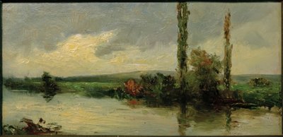 Piccolo tratto di fiume con pioppi da Otto Ubbelohde