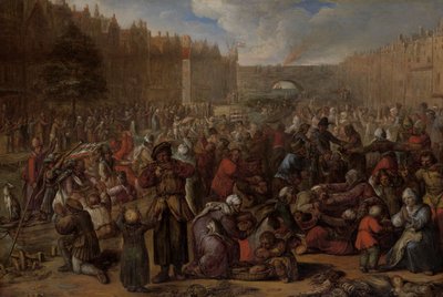 Distribuzione di aringhe e pane bianco al soccorso di Leiden, 3 ottobre 1574 da Otto van Veen