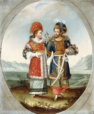 Una coppia esotica, inizio XIX secolo da Ottoman School