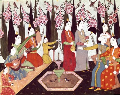 Festività organizzate in un harem in miniatura dall