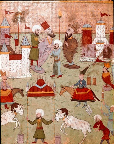 Festeggiamenti organizzati in occasione della circoncisione del figlio del sultano ottomano Murad II, preparazione dei fuochi d
