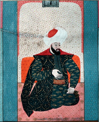 Impero Ottomano: ritratto del Sultano Osman I (Osman Gazi rahimahu llah) (1258-1326). Miniatura da 