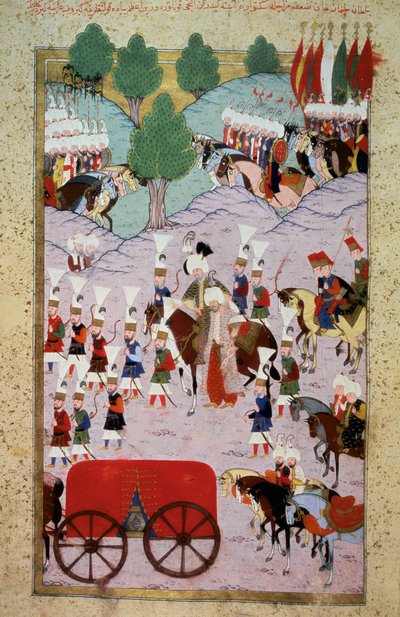 Rappresentazione del sultano Solimano I il Magnifico e il suo esercito (miniatura) da Ottoman School