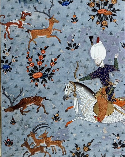 Rappresentazione dei cortigiani del sultano Murad II a caccia di cervi (dettaglio) da Ottoman School