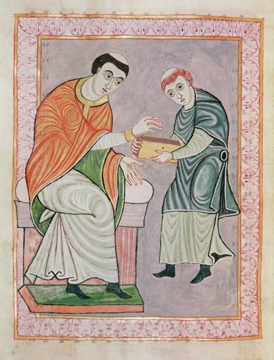 Lo scriba Anno davanti a Gero, dal Codex Gero da Ottonian