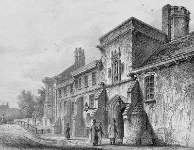 Porta del College e Loggia del Guardiano Winchester, c.1830 da Owen Brown Carter