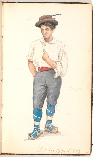 Uomo italiano con scarpe con lacci e cappello con piuma da P.C. Skovgaard