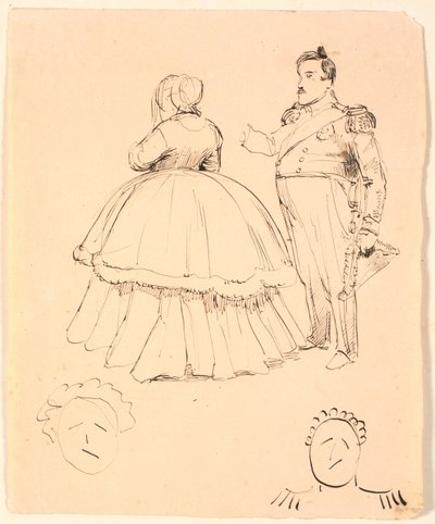 Caricatura di Federico VII e Contessa Danner; in basso di Cristiano VIII da P.C. Skovgaard