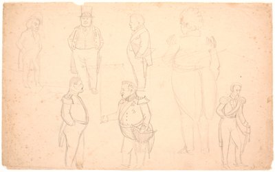 Caricatura di A.S. Ørsted, Federico VII, Cristiano VIII e probabilmente Federico VI da P.C. Skovgaard