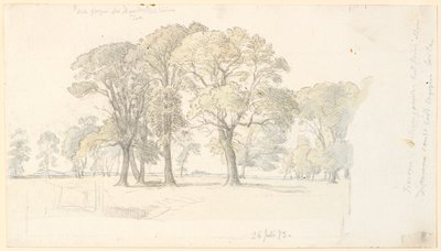 Parte del parco di Jægersborg con alberi isolati da P.C. Skovgaard
