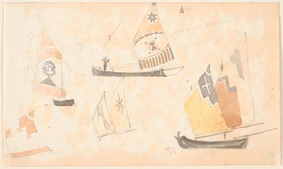 Pagine di schizzi con studi di barche a vela veneziane da P.C. Skovgaard