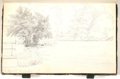 Paesaggio boschivo vicino a un lago da P.C. Skovgaard