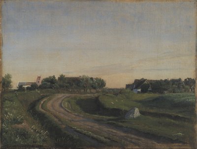 Vejby con la chiesa vista da nord. Luce serale. Zelanda da P.C. Skovgaard