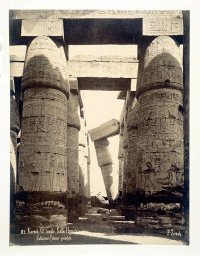 Sala ipostila, tempio di Amon-Ra, Karnak, Egitto, 1878 da P Sebah