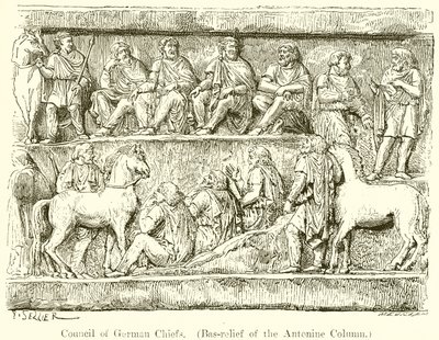 Consiglio dei capi tedeschi. (Bassorilievo della Colonna Antonina) da P. Sellier