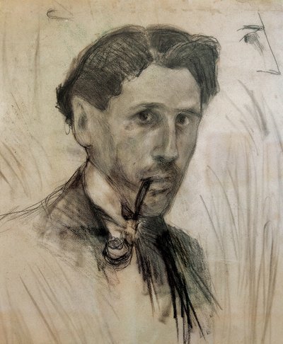 Autoritratto con una pipa Disegno a carboncino di Pablo Gargallo (1881-1934). 1901 da Pablo Gargallo