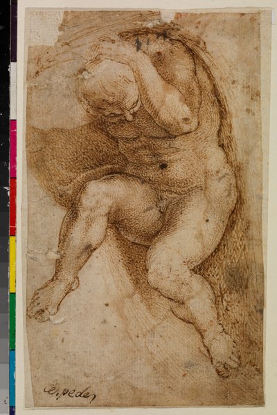 Figura maschile nuda (dopo il Giudizio Universale di Michelangelo) da Pablo de (attr.to) Cespedes