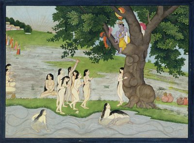 Krishna ruba i vestiti delle Gopi, dal Bhagavata Purana, Kangra, Himachal Pradesh, 1780 da Pahari School