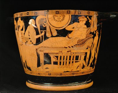 Il re troiano Priamo prega Achille di lasciargli il corpo di Ettore, il figlio ucciso ... da Painter Brygos