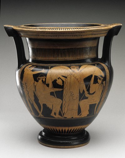 Cratere a colonna a figure rosse con scena di Zeus e Hera, 480-460 a.C. da Painter Syriskos