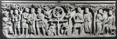 Sarcofago cristiano, raffigurante scene della vita di Cristo (marmo) da Paleo Christian