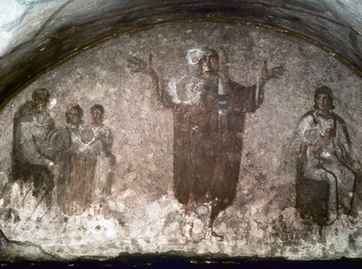 ARTE PALEOCRISTIANA: Catacombe di Santa Priscilla. Cubo della Velata, fine del III secolo (affresco) da Paleo Christian