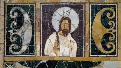 Marmo intarsiato raffigurante il volto di Cristo, manufatto da Roma, Italia, periodo paleocristiano da Paleo Christian