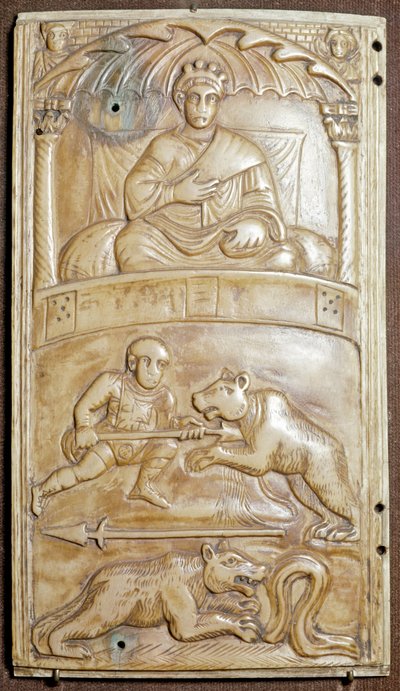Giochi al Circo con un orso (rilievo in avorio, ca 400) da Paleo Christian