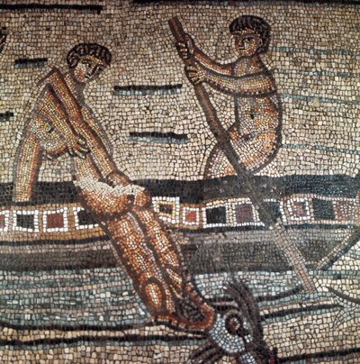 Scena della vita di Giona rappresenta inghiottito da un pesce (dettaglio) da Paleo Christian