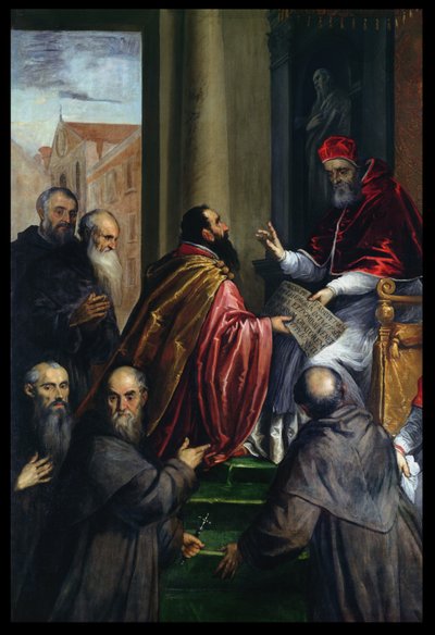 Papa Paolo IV consegna uno statuto da Palma Il Giovane