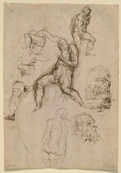 Foglio di studi per la pittura nel Salone del Maggior Consiglio, Palazzo Ducale, Venezia, c.1578 da Palma Il Giovane