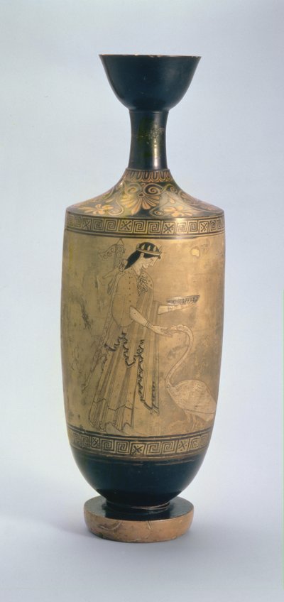 Lekythos attica a fondo bianco con Artemide e un cigno, c.490 a.C. (ceramica) da Pan Painter