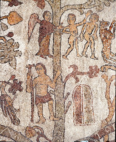 Adamo ed Eva cacciano dal Paradiso Terrestre Mosaico di Pantaleone, sacerdote e mosaicista. 1163-1166. Navata centrale della Cattedrale di Otranto da Pantaleon