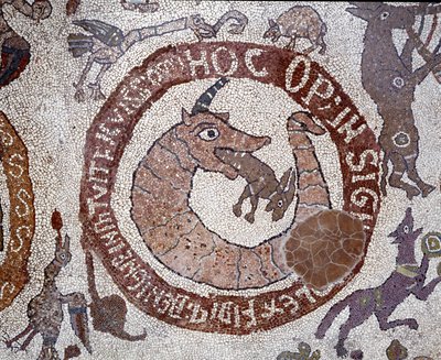 Rappresentazione del Leviatano sotto forma di coccodrillo che incarna Satana tenendo in bocca una lepre che rappresenta l