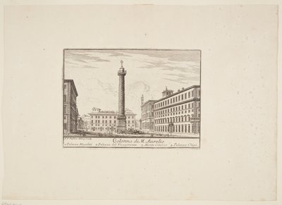 Colonna di M. Aurelio. 1. Palazzo Niccolini. 2. Palazzo del Vicegerente. 3. Monte Citorio. 4. Palazzo Chigi da Paolo Anesi