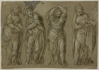 Quattro figure femminili panneggiate in piedi da Paolo Farinati