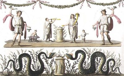 Affreschi dal larario di una casa privata a Pompei, da 