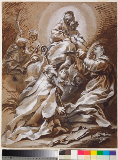La Vergine e il Bambino in gloria con i santi Fortunato, Nicola, Giacomo e Cristoforo da Paolo Gerolamo Piola