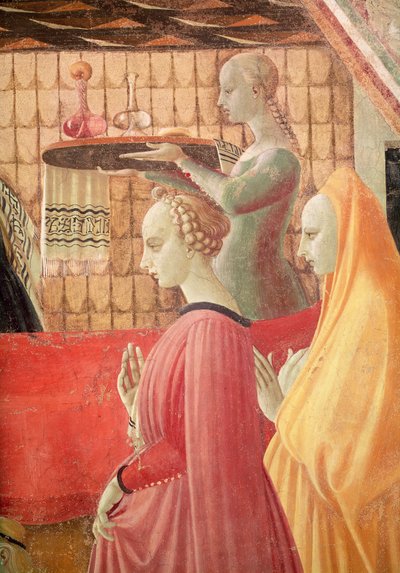 Nascita della Vergine, (dettaglio di una serva e due assistenti) da Paolo Uccello