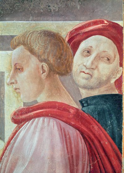 Teste di due uomini, dalla Presentazione di Maria al Tempio, 1433-34 (dettaglio) da Paolo Uccello