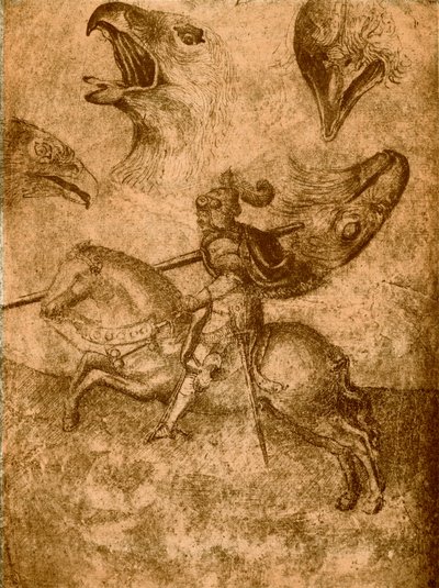Cavaliere con lancia e studi di uccelli da Paolo Uccello