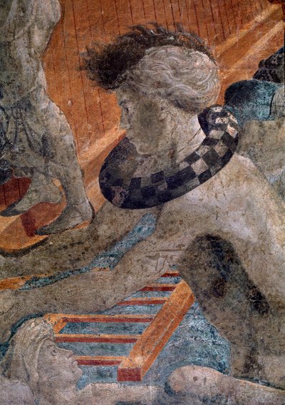 Noè e il Diluvio, dettaglio del costume di uno degli umani perduti fuori dall