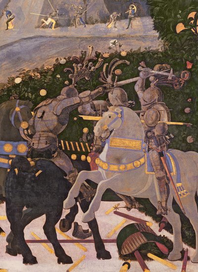 La Battaglia di San Romano, (dettaglio di due cavalieri in combattimento) da Paolo Uccello